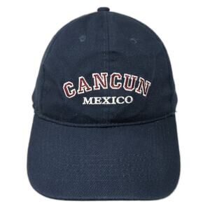 Cancun Mexico Slideback Baseball Cap Blue One Size Embroidered Caribbean Side